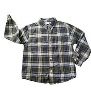 Boys KRU Plaid Button Down Shirt Size 7 Green Blue Yellow White